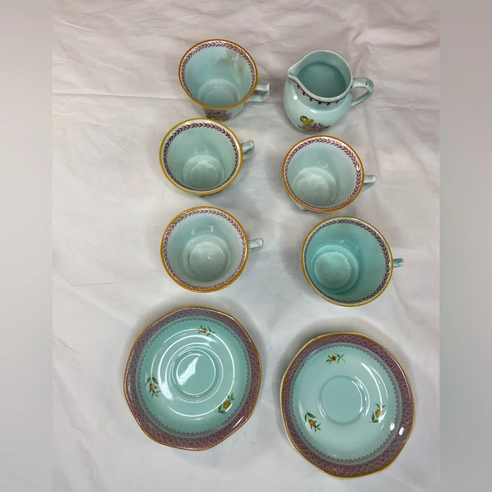 Adams Calyx Ware Tea‎ Cups Saucers Creamer chips and stains Arts & Crafts